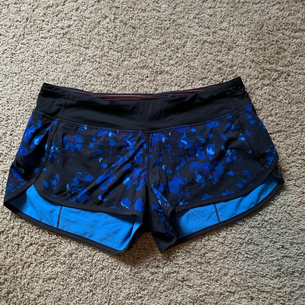 lululemon athletica Black and Blue Women's Running Shorts